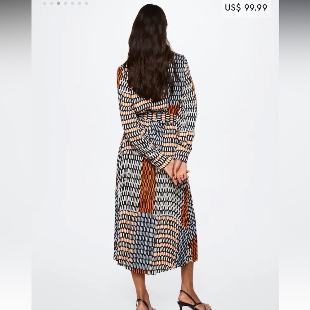 NWT Mango Geometric Print Midi Dress Size 2 - Picture 3 of 7